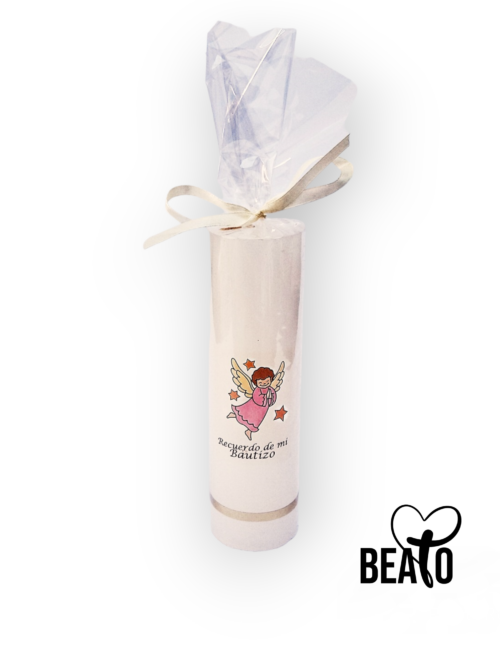 Cirios de Bautizo Niña ángel rosado (valor por unidad)