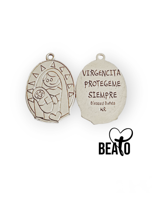 Medalla-Base Virgencita plis con Niño Jesús (Valor por unidad)