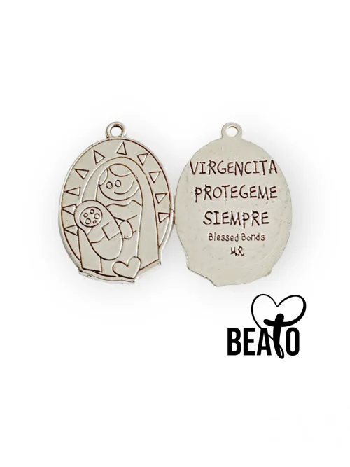 Medalla-Base Virgencita plis con Niño Jesús (Valor por unidad)